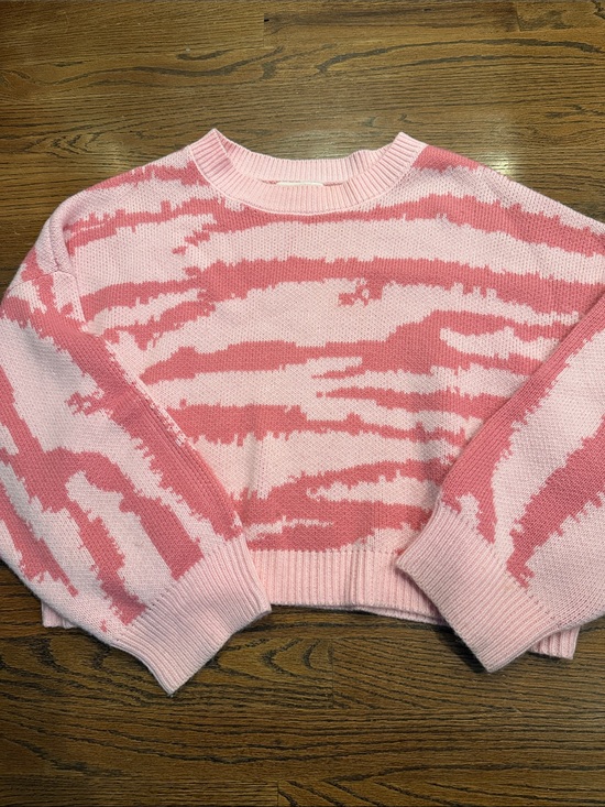 Day + Moon Sweaters - Day + Moon Pink Tiger or zebra print Patterned Crewneck oversized Sweater sz med